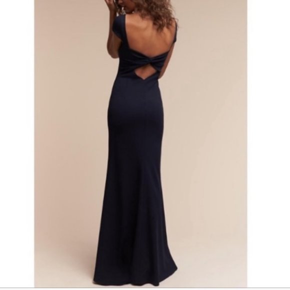 Katie May navy formal dress low back with knot - Picture 7 of 8